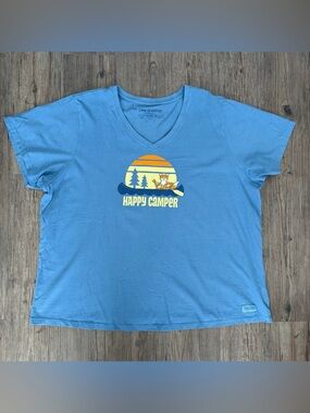 LIFE IS GOOD HAPPY CAMPER CRUSHER TEE BLUE WOMEN’S 3XL